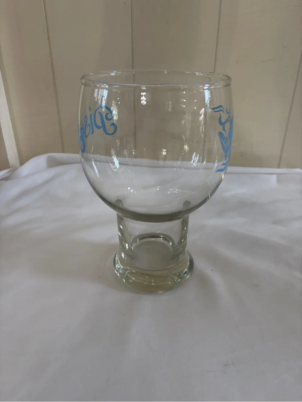 Pisces Zodiac Glass Goblet Blue Fish Astrology Pedestal Beer Water Cup - 24 oz